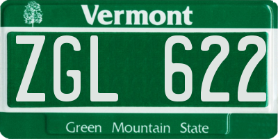 VT license plate ZGL622