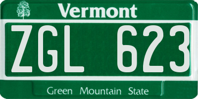 VT license plate ZGL623