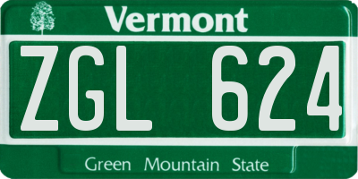 VT license plate ZGL624
