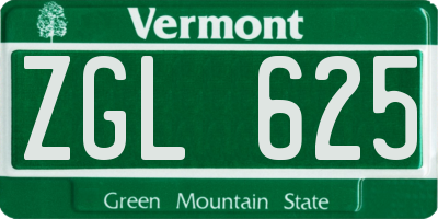 VT license plate ZGL625
