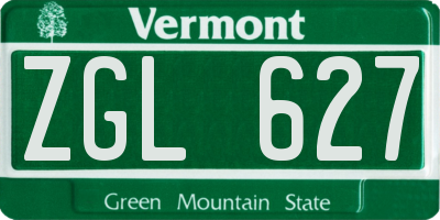 VT license plate ZGL627