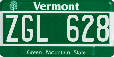 VT license plate ZGL628