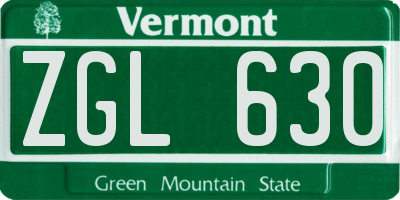 VT license plate ZGL630