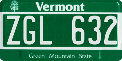 VT license plate ZGL632