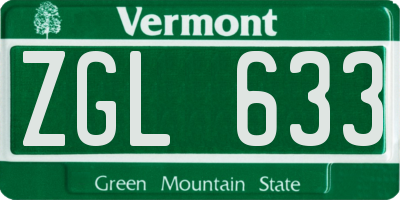 VT license plate ZGL633