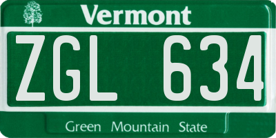 VT license plate ZGL634