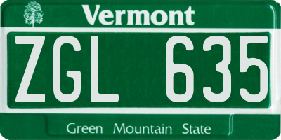 VT license plate ZGL635