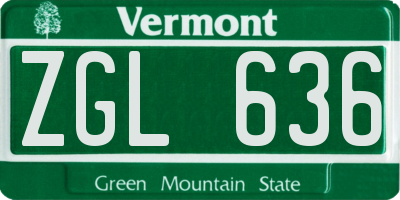 VT license plate ZGL636