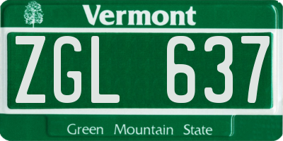VT license plate ZGL637