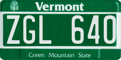 VT license plate ZGL640