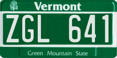 VT license plate ZGL641