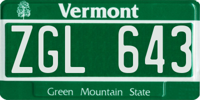 VT license plate ZGL643