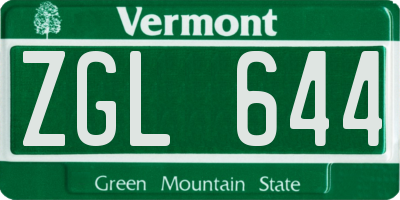 VT license plate ZGL644