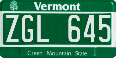 VT license plate ZGL645