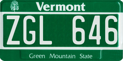 VT license plate ZGL646