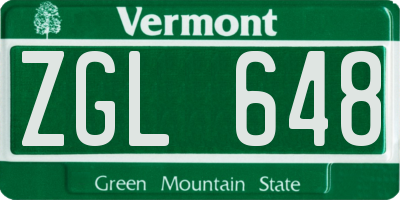 VT license plate ZGL648