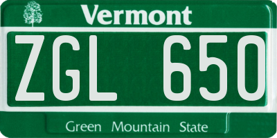 VT license plate ZGL650