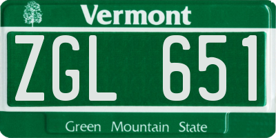 VT license plate ZGL651