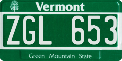 VT license plate ZGL653