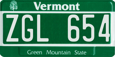 VT license plate ZGL654