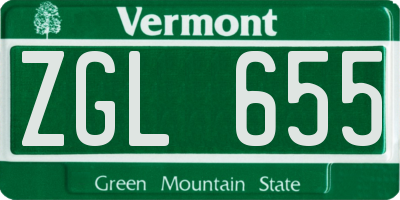 VT license plate ZGL655