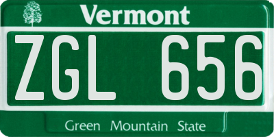 VT license plate ZGL656