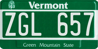 VT license plate ZGL657