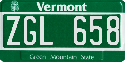 VT license plate ZGL658