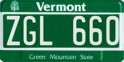 VT license plate ZGL660