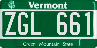 VT license plate ZGL661