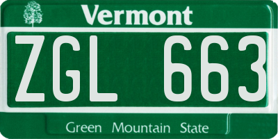VT license plate ZGL663