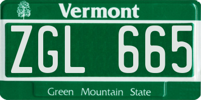 VT license plate ZGL665