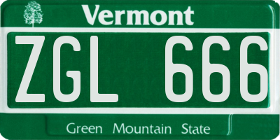 VT license plate ZGL666