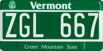 VT license plate ZGL667