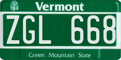 VT license plate ZGL668