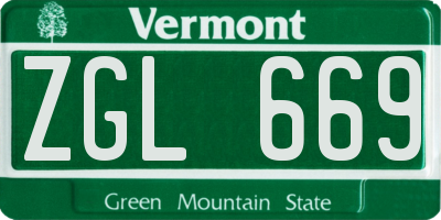 VT license plate ZGL669
