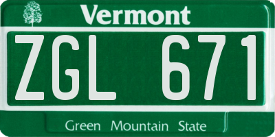 VT license plate ZGL671