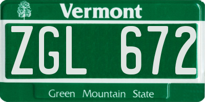 VT license plate ZGL672