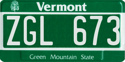 VT license plate ZGL673