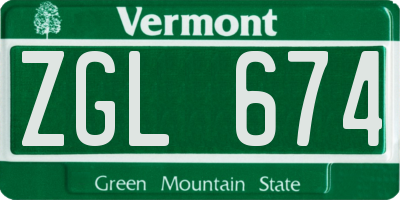 VT license plate ZGL674