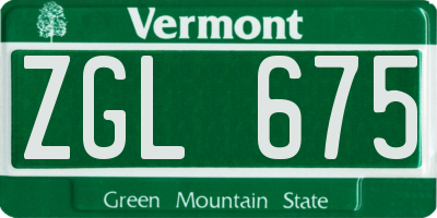VT license plate ZGL675
