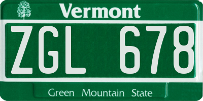 VT license plate ZGL678