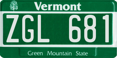VT license plate ZGL681