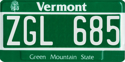 VT license plate ZGL685