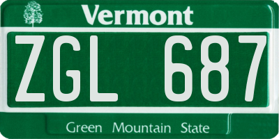 VT license plate ZGL687