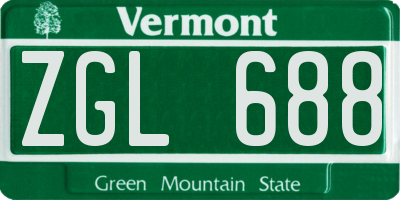 VT license plate ZGL688