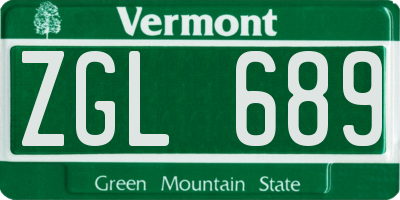 VT license plate ZGL689
