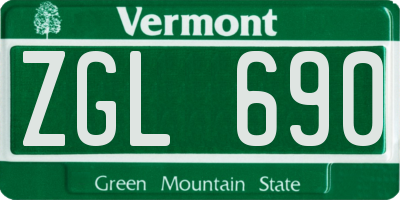 VT license plate ZGL690
