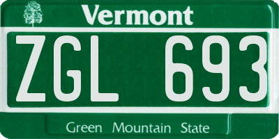 VT license plate ZGL693