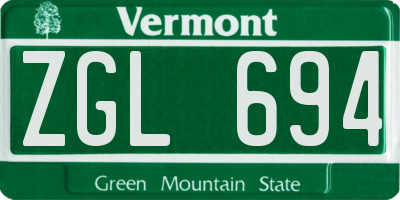 VT license plate ZGL694